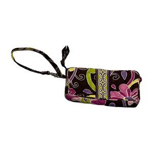 Vera Bradley Punch Wallet Women's Purple Brown Floral Cotton Quilted Zip Around